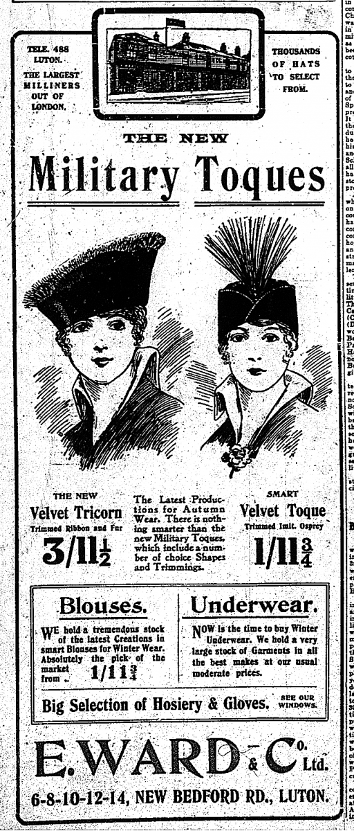 Advert for hats from Luton News 1914