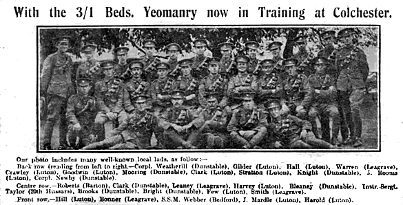 Beds Yeomanry and Horace Leaney, Colchester 1915
