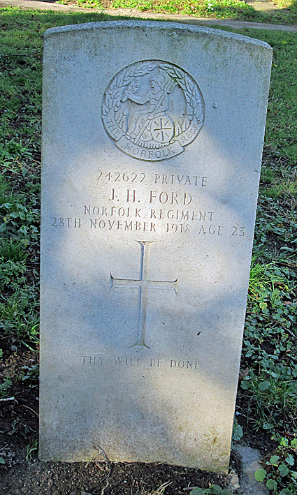 Pte John  Henry Ford headstone, Biscot Churchyard