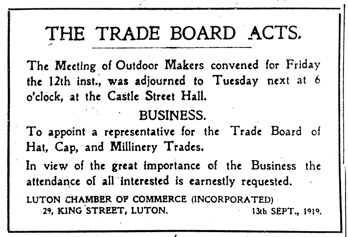 Hat Trade Board notice