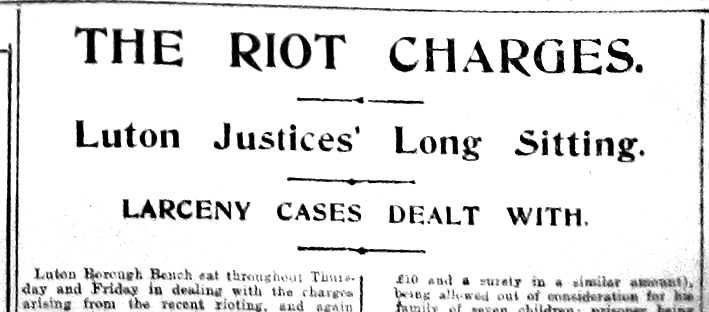 Riot charges heading - ST 2-8-1919