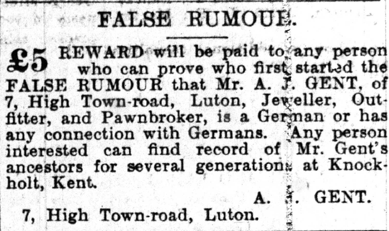 £5 reward for information relating to a false rumour