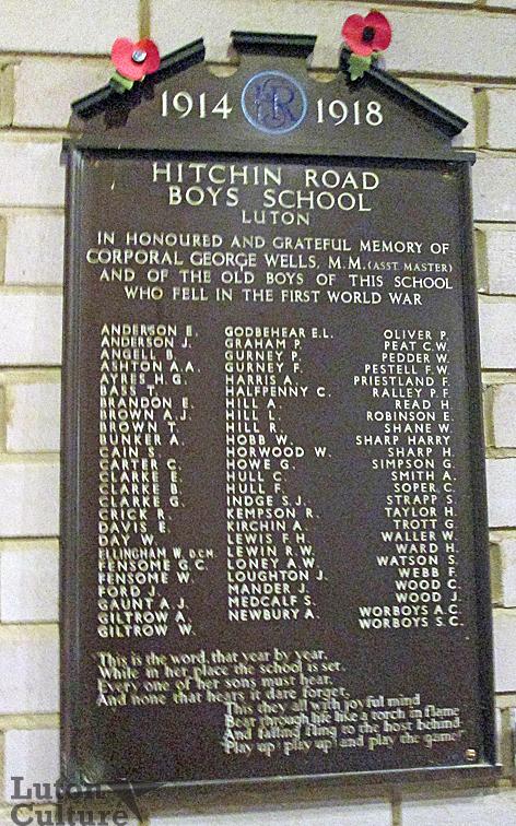 Hitchin Road Boys' School memorial